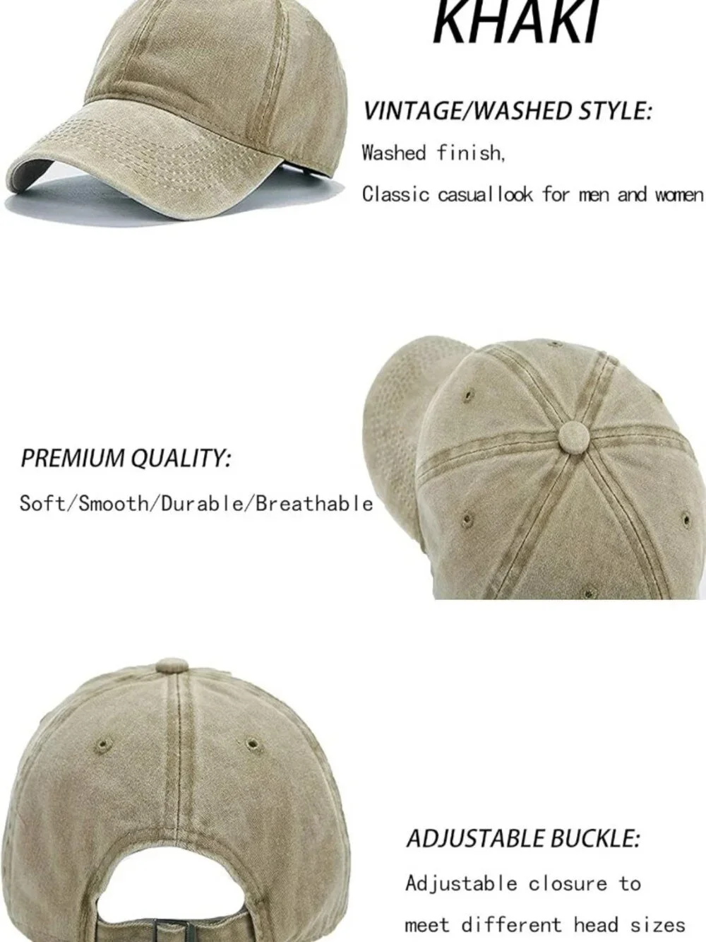 Vintage Distressed Baseball Cap - Unisex Twill Adjustable Dad Hat for All Styles